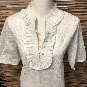 GORGEOUS! 100% Cotton Metallic Eyelet Blouse
